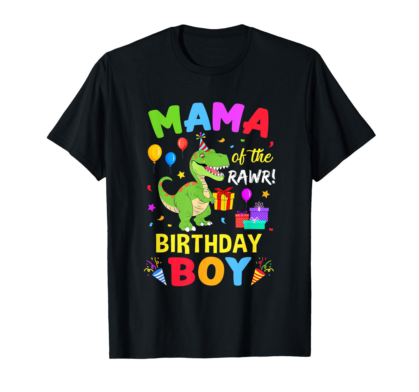 Mama Of The Birthday Boy T-Rex Funny Dinosaur Boy Party T-Shirt