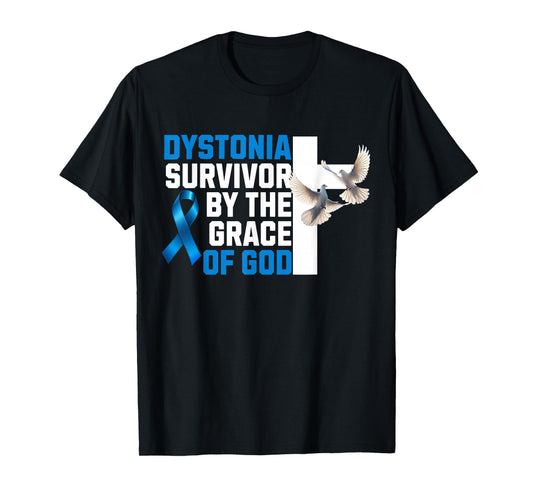 Dystonia Disorder Survivor by The Grace of God Blue Ribbon T-Shirt