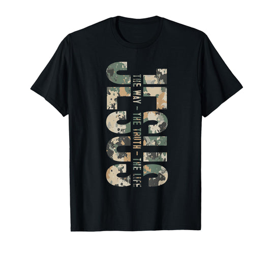 Jesus the Way the Truth the Life Camo Camouflage Natural T-Shirt