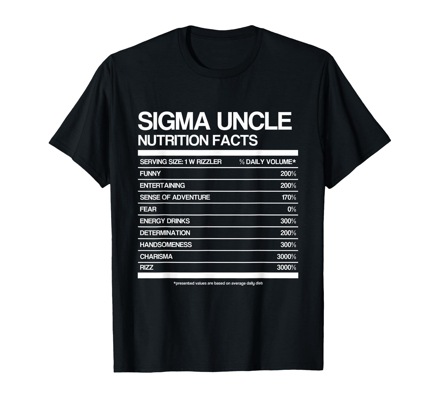 Funny Sigma Uncle Nutrition Facts Sigma Family Uncle Meme T-Shirt
