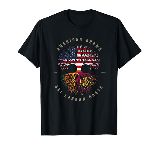 American Grown Sri Lankan Roots Sri Lanka Flag T-Shirt