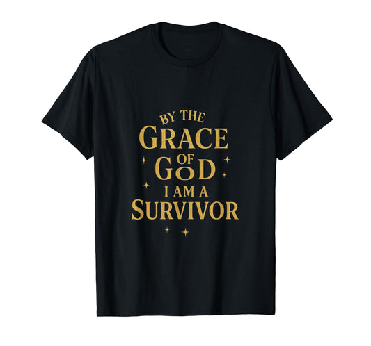 by The Grace of God I Am A Survivor - Cancer Support T-Shirt