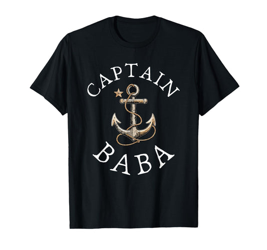 Captain Baba Boat Sailing Boating Vintage Anchor Funny T-Shirt