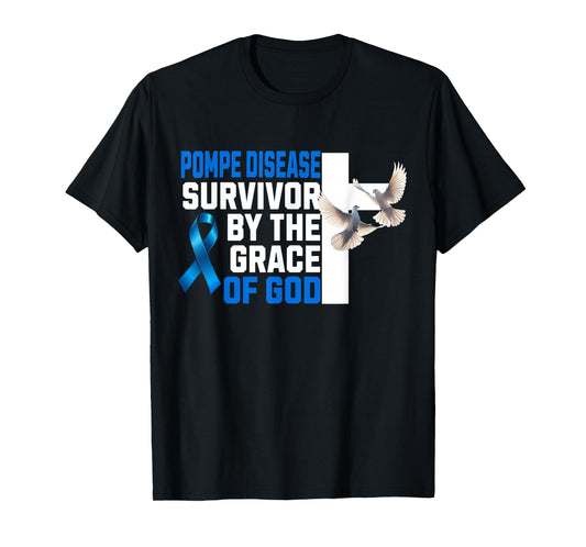 Pompe Disease Survivor by The Faith of God Blue Ribbon Faith T-Shirt