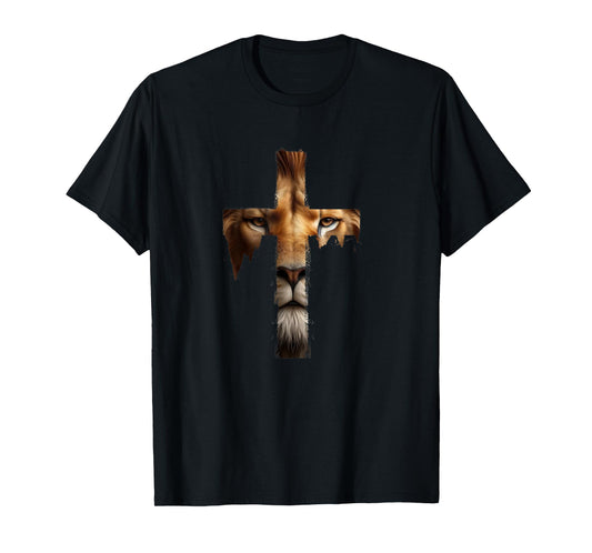 Vintage Jesus God Lion Cross Christian Faith Religion T-Shirt