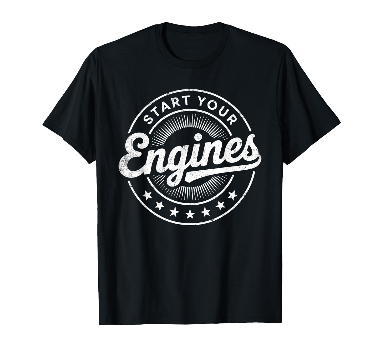 Start Your Engines Vintage Checkered Flag Race Car T-Shirt