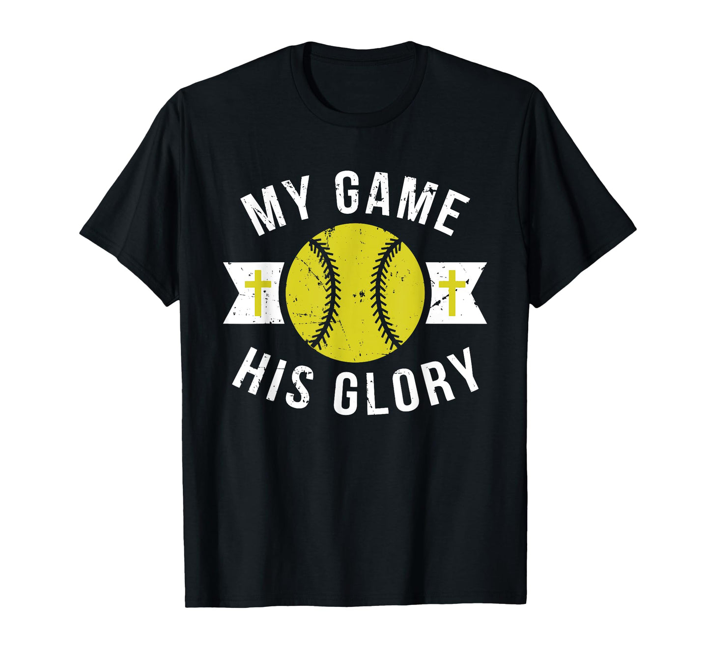 Inspirational Christian Messages Softball Graphic With Cross T-Shirt