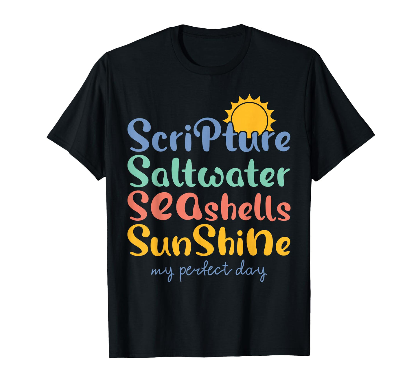Scripture Saltwater Seashells Sunshine Beach Lovers Summer T-Shirt