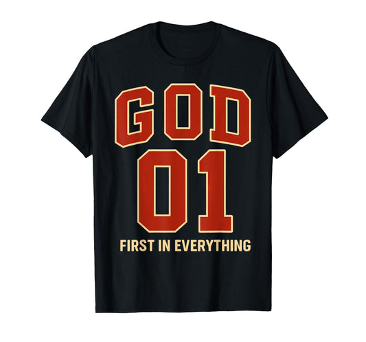 God is #1 First Sports Jersey Style Christian Faith Based T-Shirt