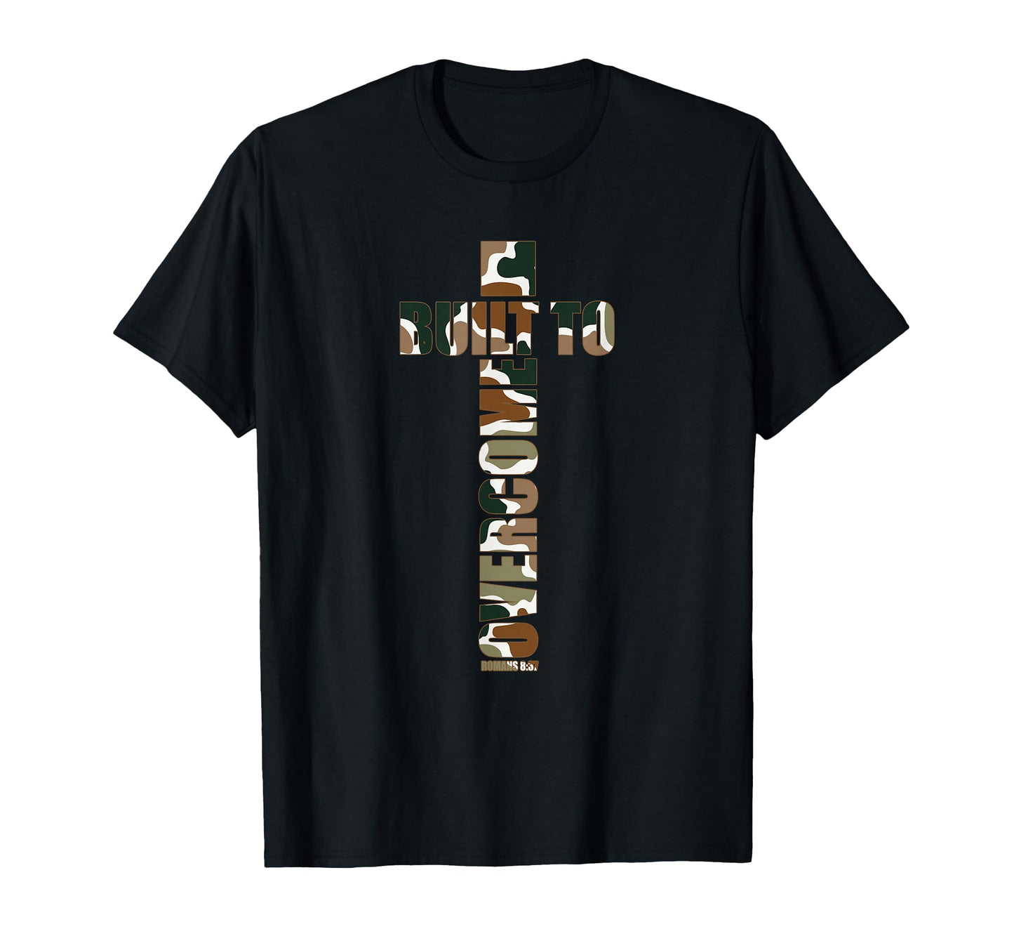 Built to Overcome Camo Christian Faith Gym Scripture Workout T-Shirt