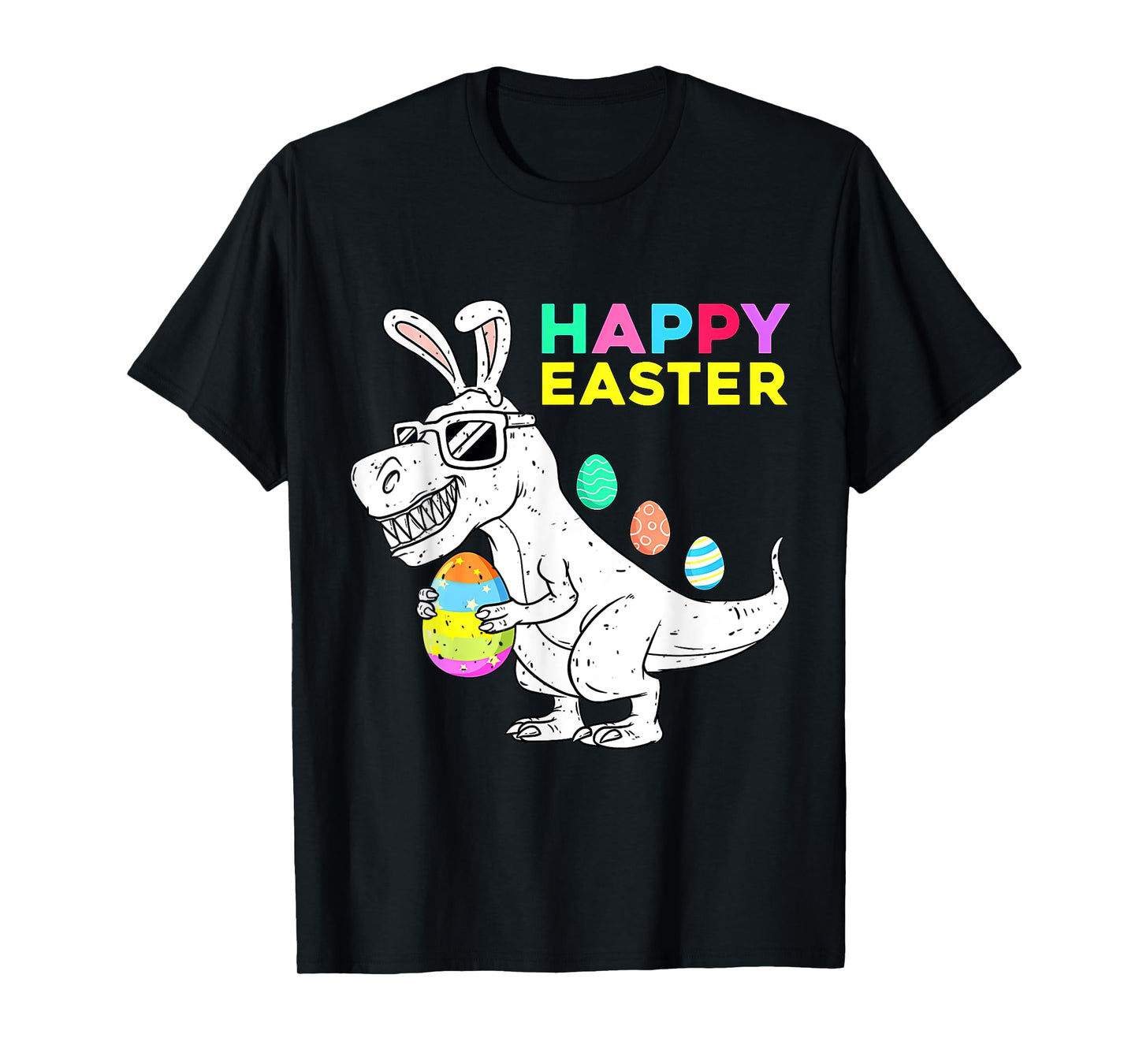 Happy Easter T Rex Dino With Bunny Ears Funny Egg Boys Girls T-Shirt
