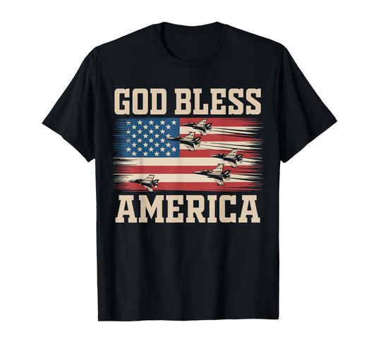 God Bless America Toddler USA Patriotic Fighter Jet 4th july T-Shirt