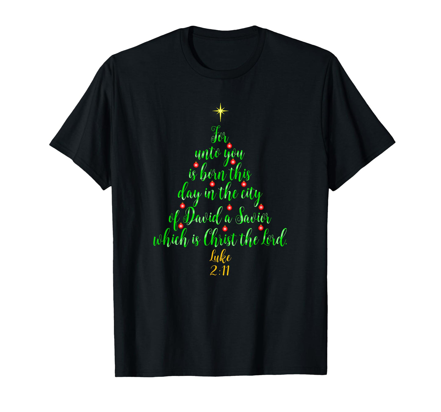 Christian Christmas Shirts Unto You Is Born A Savior Tree T-Shirt