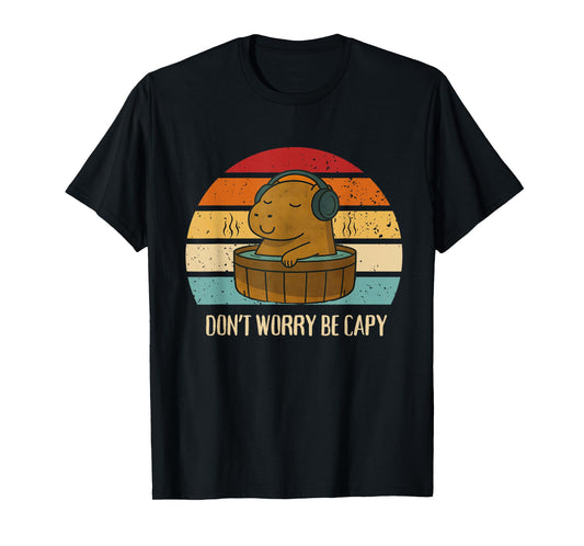 Retro Don't Worry Be Capy Vintage Capybara Kids Family T-Shirt