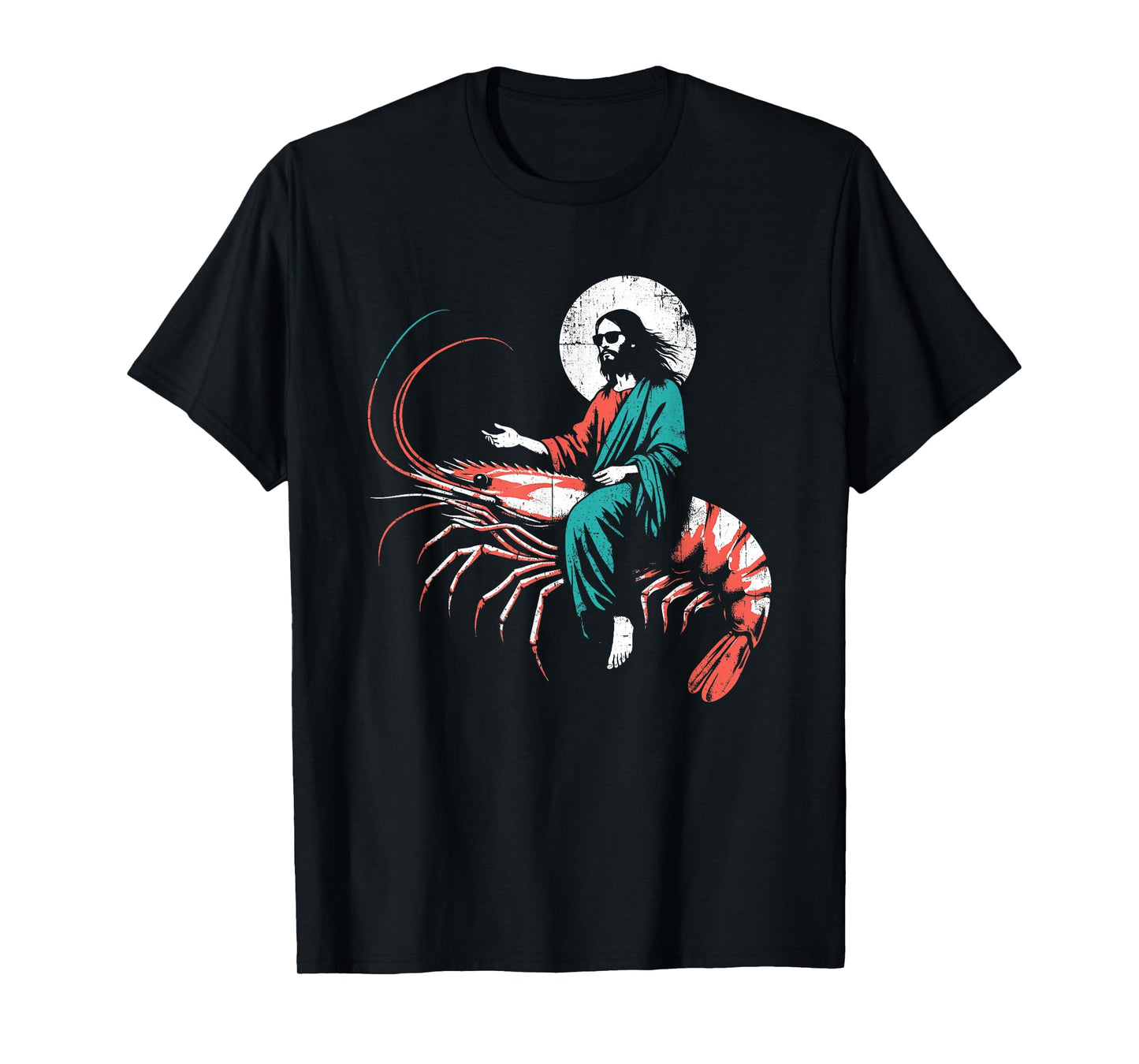 Jesus Riding A Shrimp - Funny Christian Prawn Lover T-Shirt