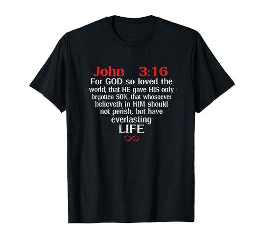 John 3:16 Religious Motivational Biblical Bible Inspired T-Shirt