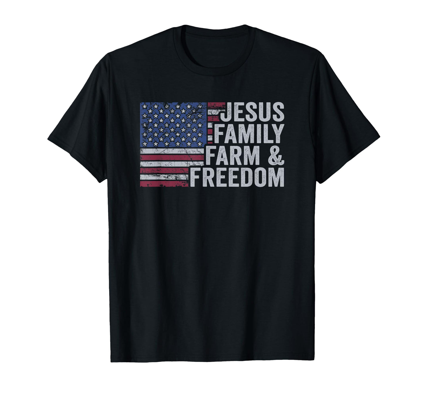 Jesus Family Farm & Freedom Patriotic Christian Farmer USA T-Shirt