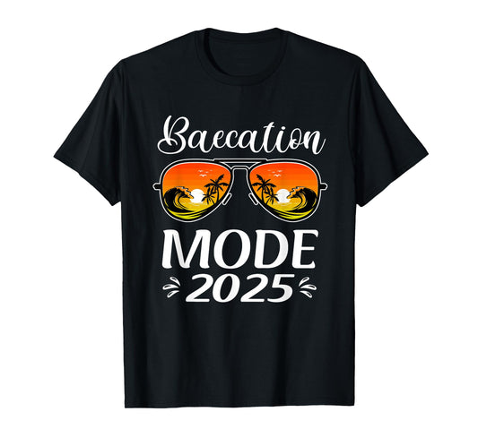 Baecation Mode 2025 Matching Couples Trip Beach Vacation T-Shirt