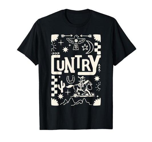 Retro CUNTRY Country Cowboy Cowgirl Western Rodeo T-Shirt