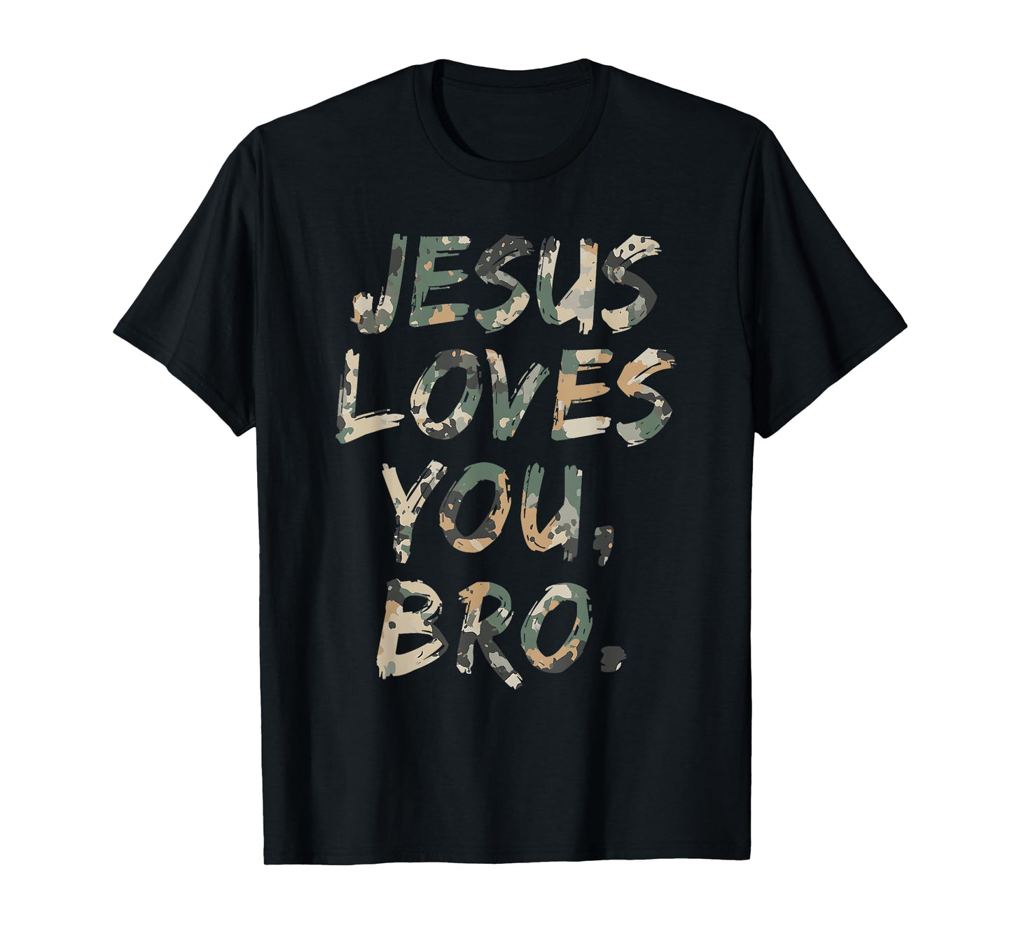 Vintage Camo Jesus Loves You Bro Christian Believer Faith T-Shirt