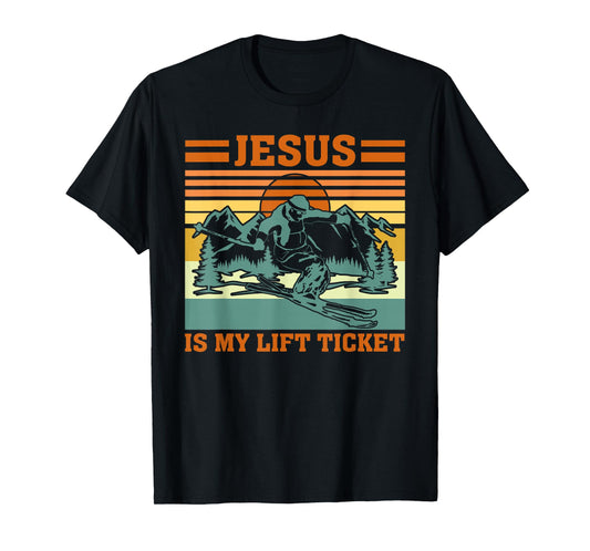 Jesus is My Lift Ticket Vintage Faith Sport Quote T-Shirt