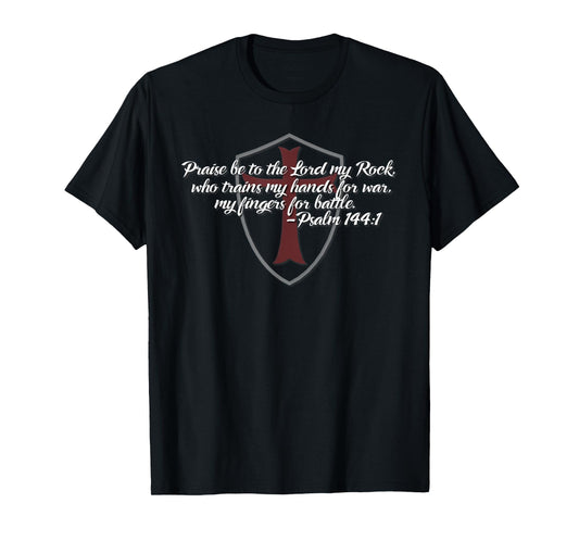 Crusader Shield with Psalm 144:1 T-Shirt T-Shirt
