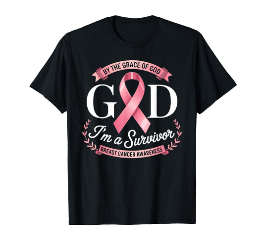 I'm A Survivor By The Grace God Breast Cancer Awareness T-Shirt