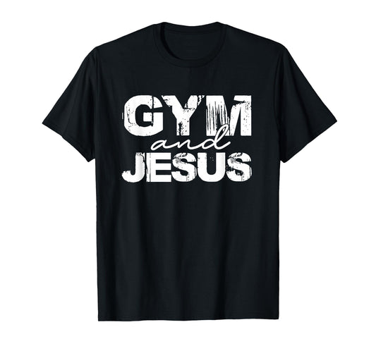 Gym and Jesus Workout Faith Design T-Shirt