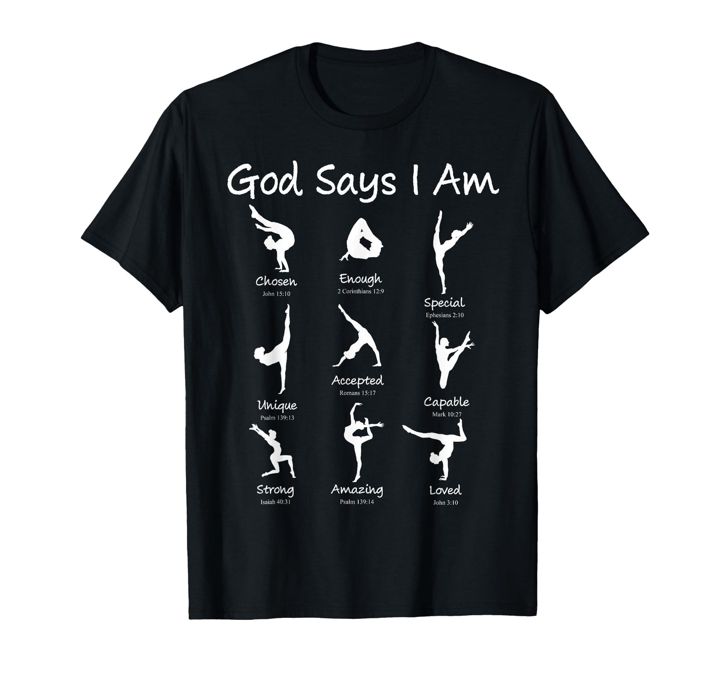 Gymnastics God Says I Am Christian Girl Teen Jesus Cartwheel T-Shirt