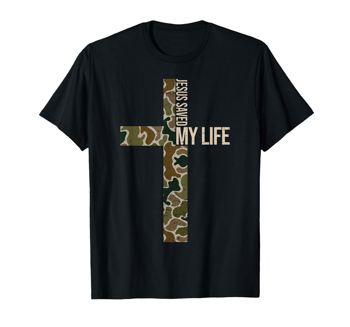 Jesus Camo Jesus Saved My Life Christian Cross God Faith T-Shirt