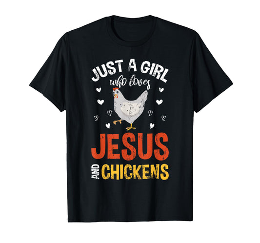 Funny Chicken Christian Farmer Women Girls Prayer Jesus T-Shirt