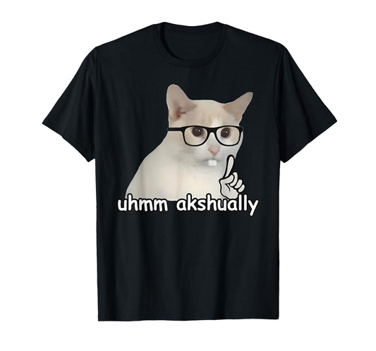 Well Erm Actually Funny Cat Nerd Geek Brainrot Internet Meme T-Shirt