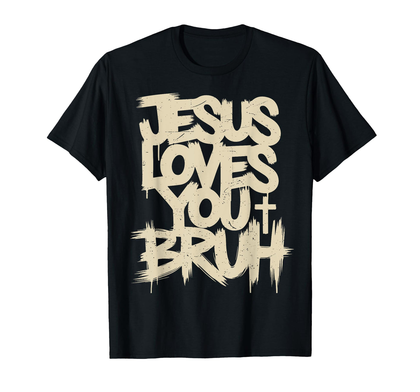 Men Jesus Loves You Bruh Funny Christian Youth Boy Teen Girl T-Shirt