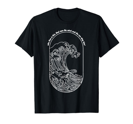 Vintage Wind and Waves Obey Christian Jesus Japanese Wave T-Shirt