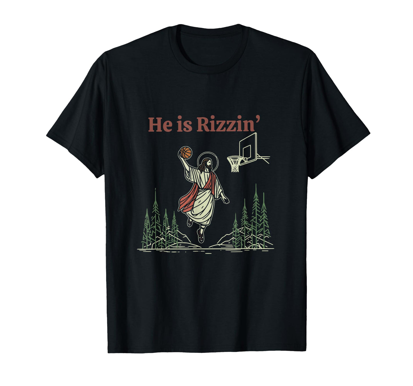 He is Rizzin Funny Easter Jesus Playing Basketball Christian T-Shirt