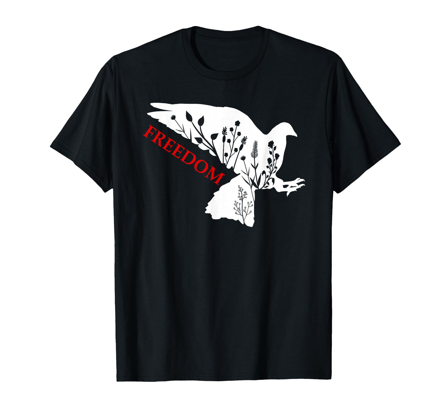 Peace Freedom White Dove Says Freedom USA Red Freedom Saying T-Shirt