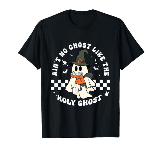 Funny Christian Ghost with Bible Retro Catholic Cute Faith T-Shirt