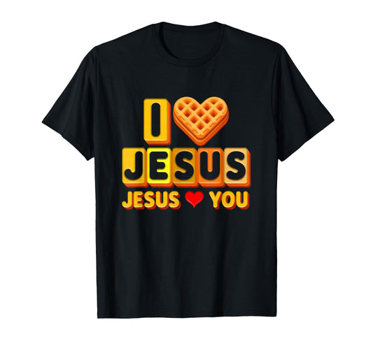 I Loves Jesus Waffle Heart Funny Christian Breakfast Cookie T-Shirt