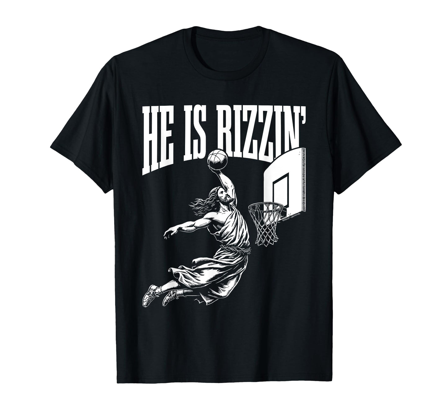 He Is Rizzin Funny Jesus Basketball Meme Easter Christian T-Shirt