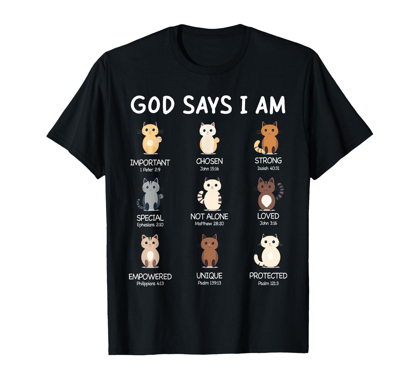 Cute God Says I Am Cat Lover Funny Christian Kids Girls T-Shirt