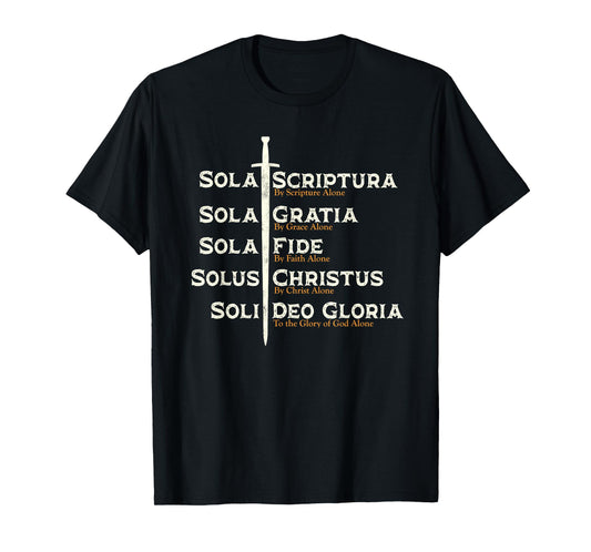 Five Solas of the Reformation Shirts Reformed Theology Bible T-Shirt
