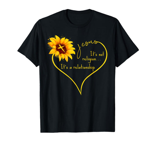 Jesus Christ Heart Sunflower Christian Religion Relationship T-Shirt