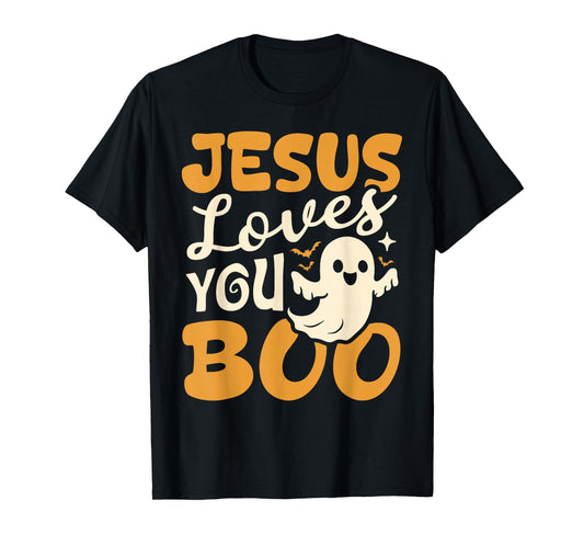 Jesus Loves You Boo Christian Halloween Ghost Funny T-Shirt