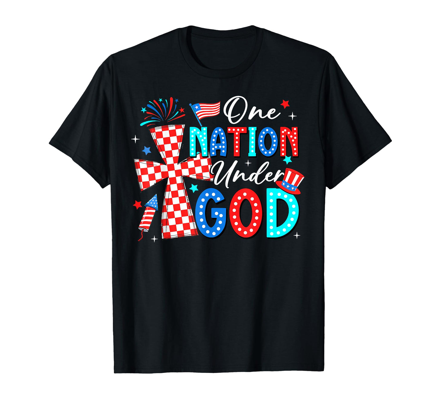 One Nation Under God Jesus 4th Of July Patriotic Christian T-Shirt