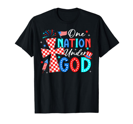 One Nation Under God Jesus 4th Of July Patriotic Christian T-Shirt