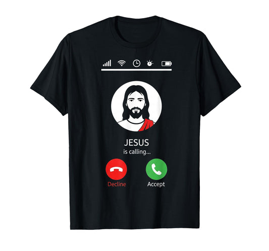 Funny Christian Humor Jesus Calling Accept or Decline Phone T-Shirt