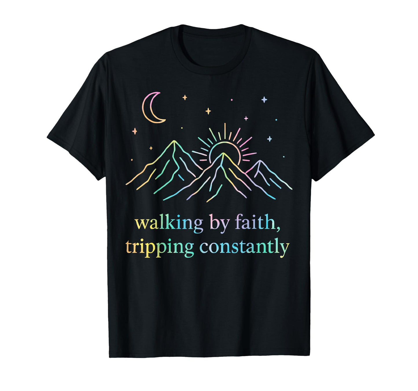 Christian Walking By Faith Tripping Constantly Ombre Bible T-Shirt