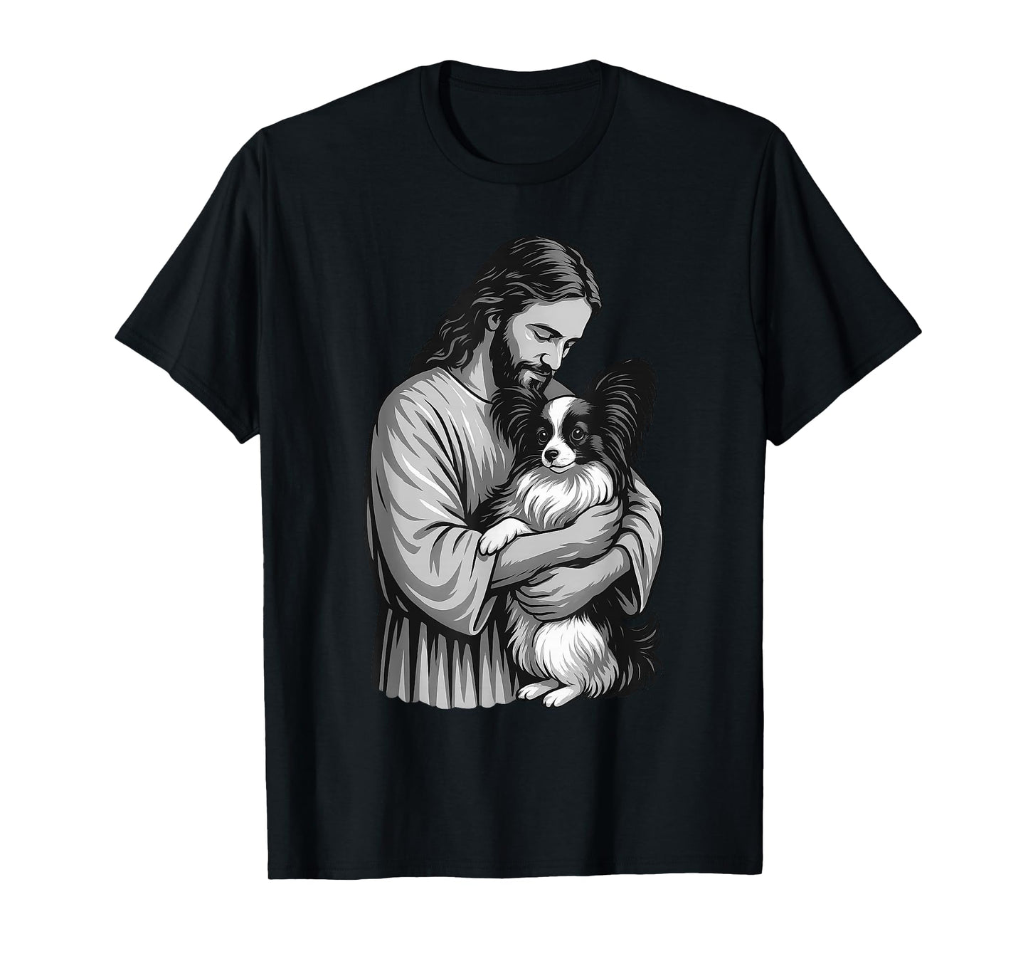 Papillon Dog And Jesus Christian Faith Dog Lover T-Shirt
