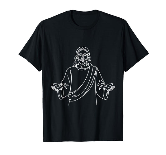 Line Art Christian Jesus Faith Religious Design Believers T-Shirt