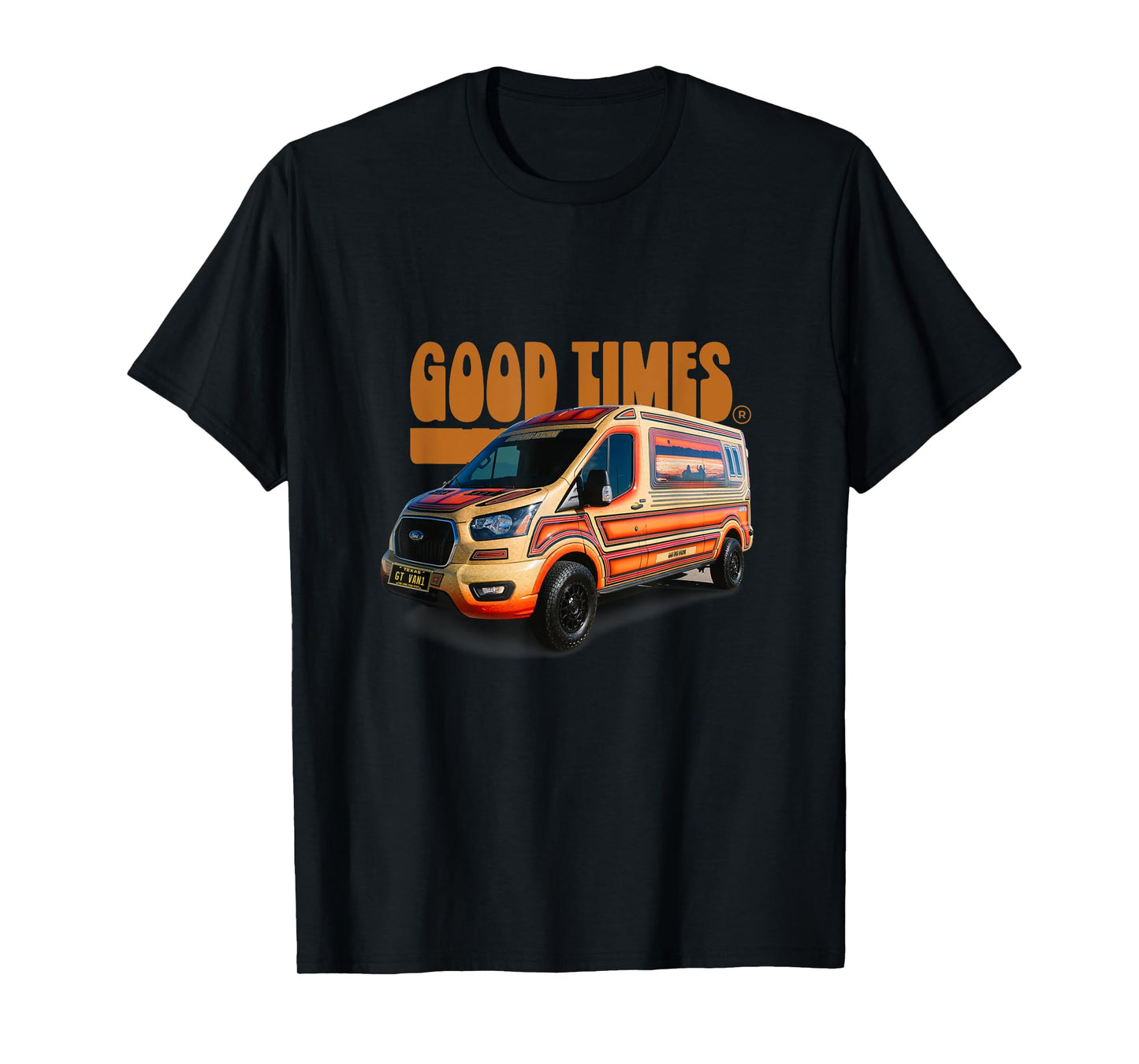 GOODTIMESVANS.com Unisex-Adults Kids T-Shirt Black Small Classic Fit Cotton 100% Short Sleeve Crew Neck Custom Design Retro-Modern Custom Van Lightweight Classic Fit Double Cuff Pull On 0 Pockets